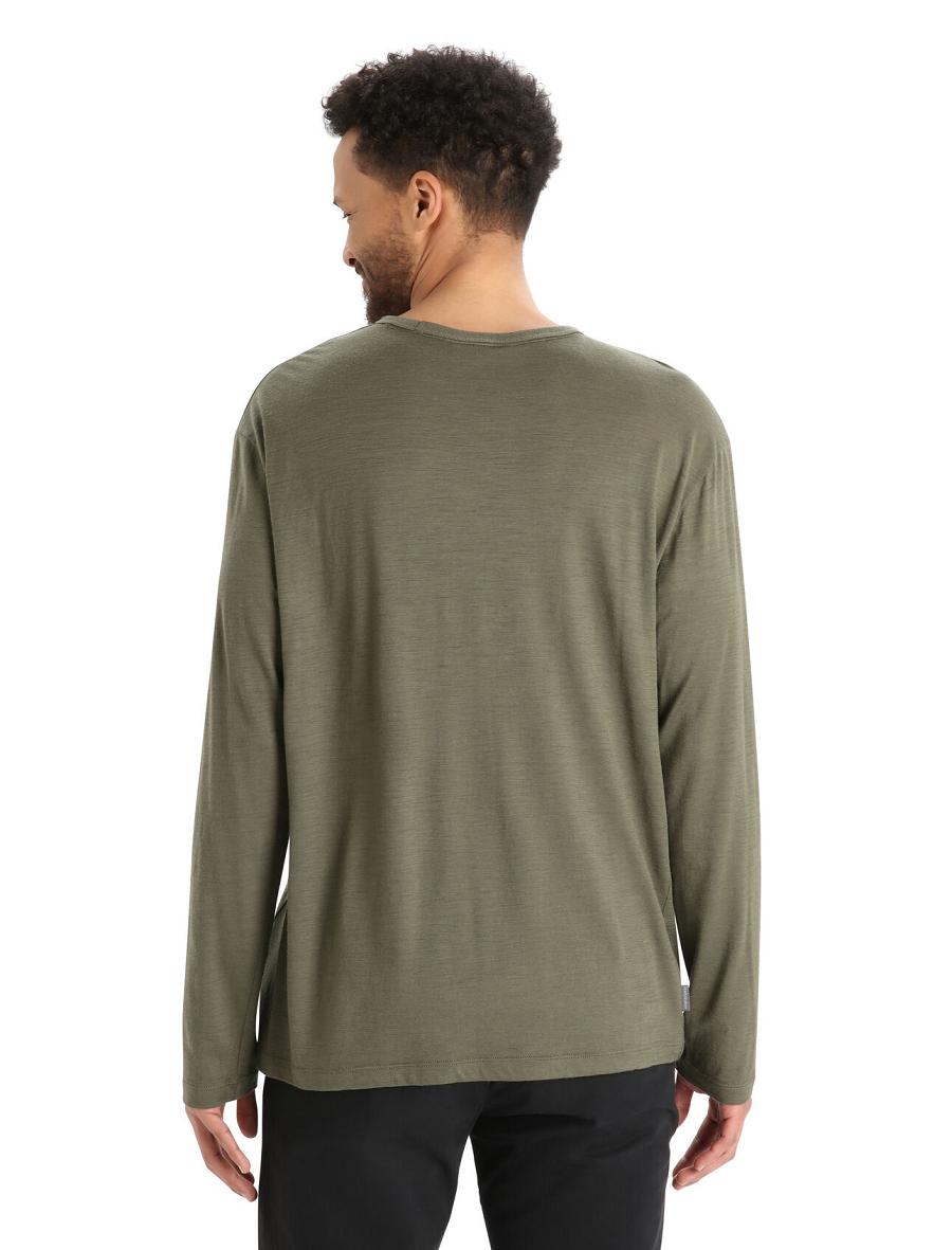 Long Sleeve Icebreaker Merino Granary Pocket T-Shirt Homme Vert Olive | FR 1238MQZA